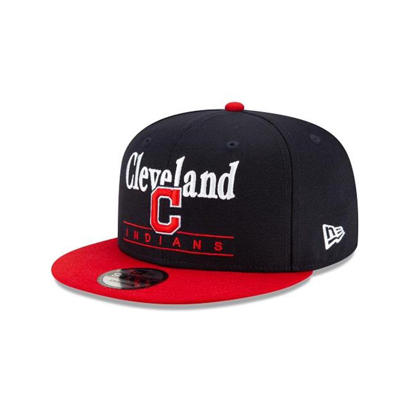 MLB Cleveland Indians Two Tone Retro 9Fifty Snapback (UGT5022) - Blue New Era Caps